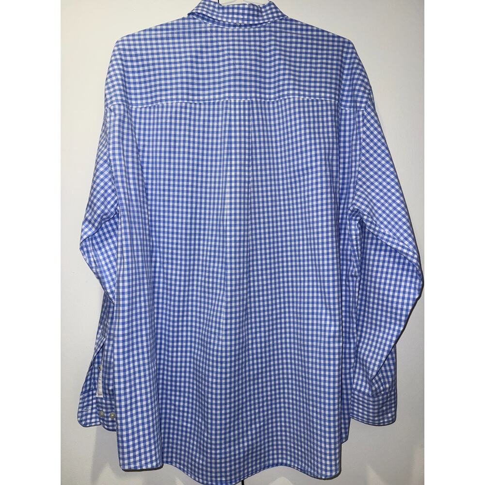 Tommy Hilfiger Classic Fit Stretch Men Blue White Gingham Dress Shirt XL Button - Picture 8 of 9